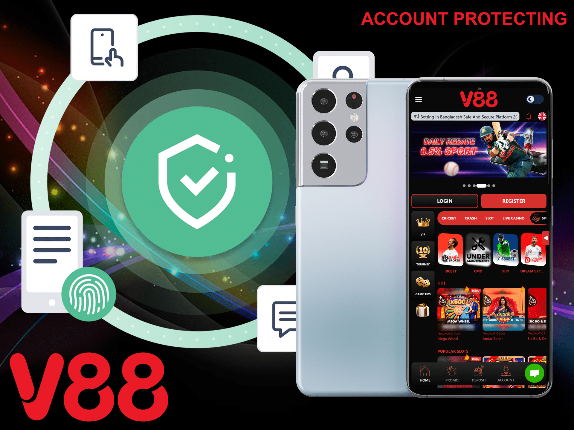 V88BD allows players to securely protect their account and provides various tools to do so